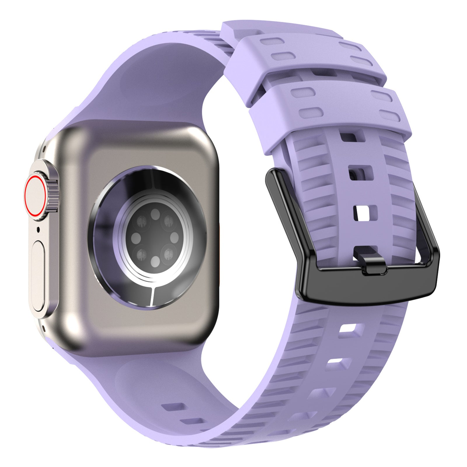 Uniqkart for Apple Watch Ultra 49mm / Series 8 7 45mm / 6 5 4 SE (2022) SE 44mm / 3 2 1 42mm Tire Textured Watchband Silicone Watch Strap - Light Purple Uniqkart for Apple Watch Ultra 49mm / Series 8 7 45mm / 6 5 4 SE (2022) SE 44mm / 3 2 1 42mm Tire Textured Watchband Silicone Watch Strap - Light Purple